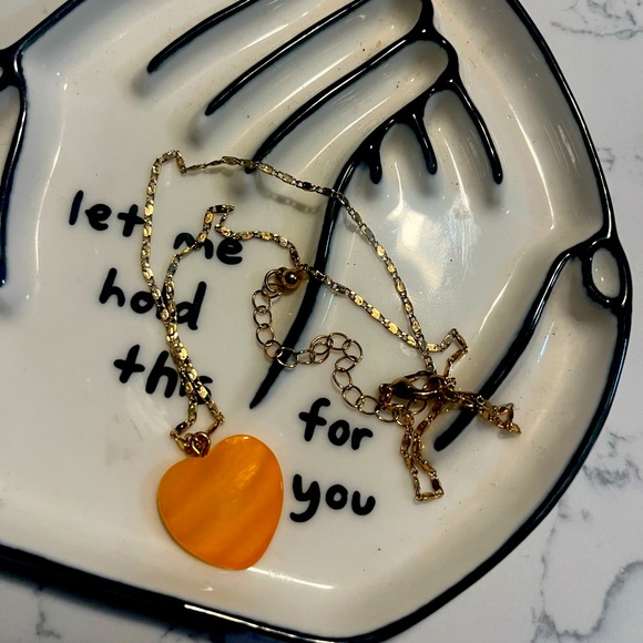 ❤️🔥BOGO FREE UO Gem Stone Orange Heart Pendent Charm Necklace Layering - Picture 2 of 3